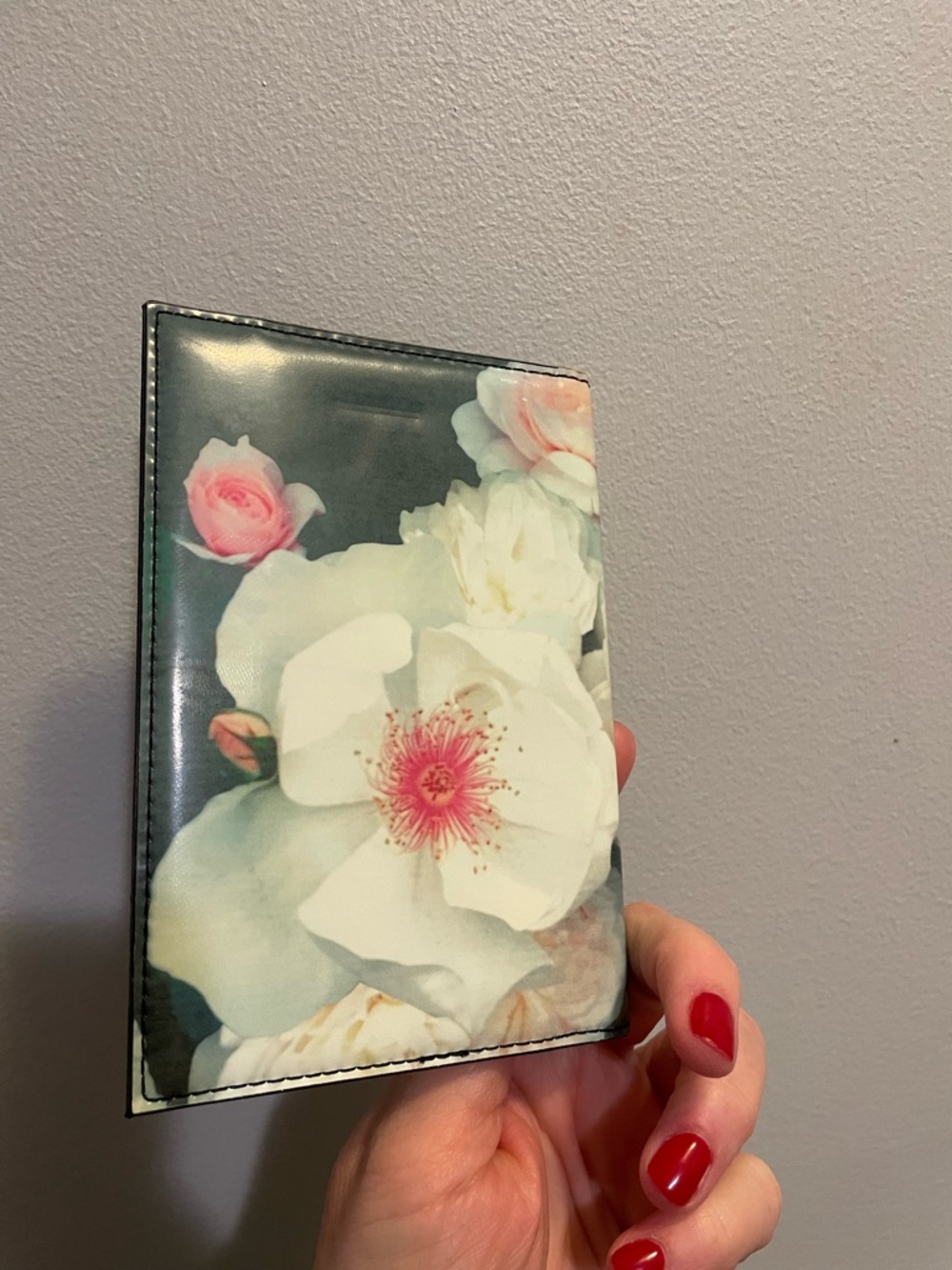 Ted Baker Green Floral Passport Cover with White & Pink Blooms - Picture 3 of 3